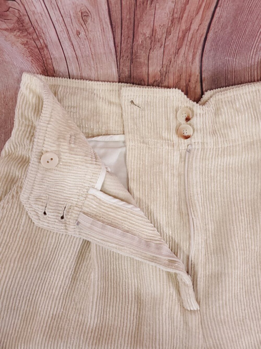 Sezane Womens 36 US 4 Cream Corduroy Wide Leg High Rise Trousers Pants Boho - Picture 6 of 16